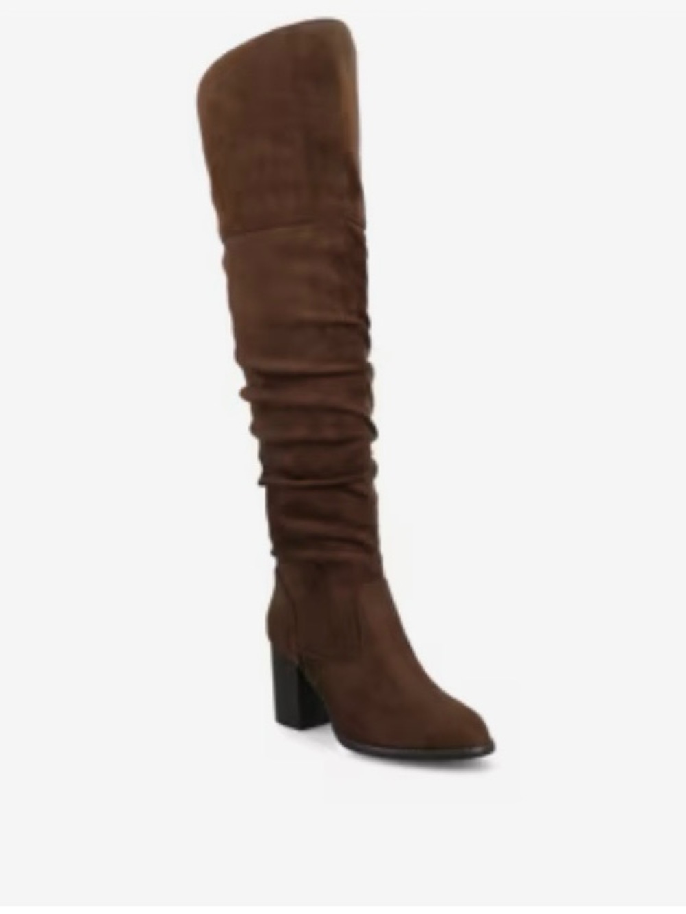 Journee Collection Brown Suede Over-the-Knee Block Heel Boots